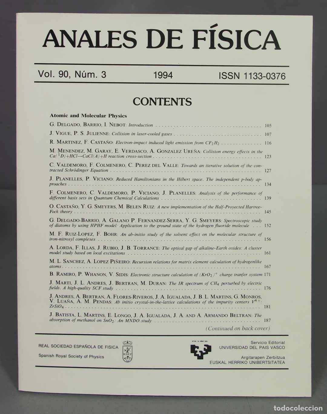 Libros de segunda mano de ciencias: ANALES DE FISICA. 1994. 3 - Foto 1