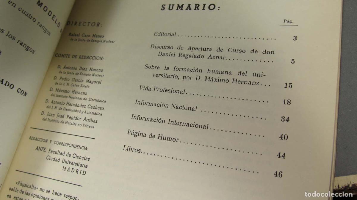 Libros de segunda mano de ciencias: physicalia. 45. 1964 - Foto 2