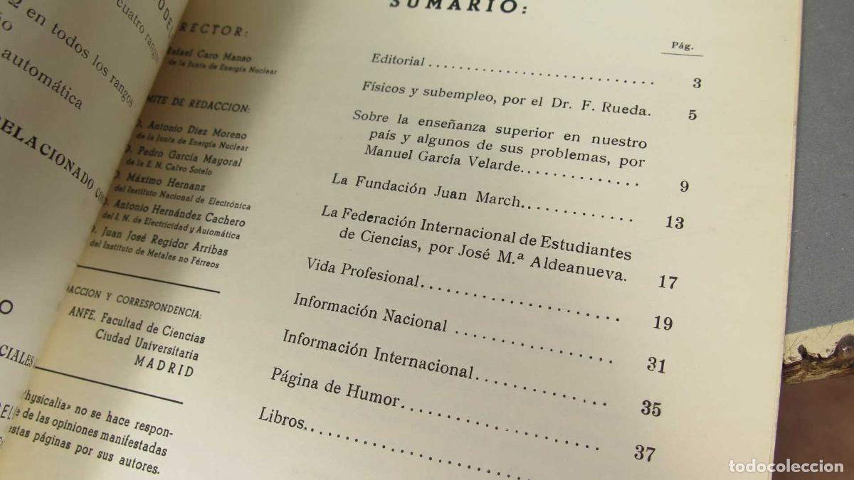 Libros de segunda mano de ciencias: physicalia. 46. 1965 - Foto 2