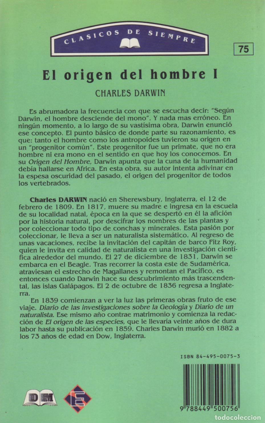 Libros de segunda mano: El origen del hombre (I) - Darwin, Charles - Foto 2