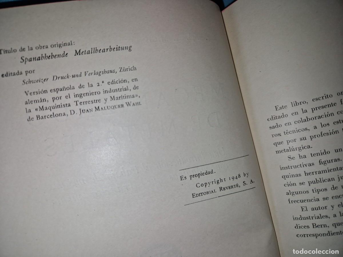 Libros de segunda mano de ciencias: MECANIZADO DE METALES A&Ntilde;O 1948 - Foto 2