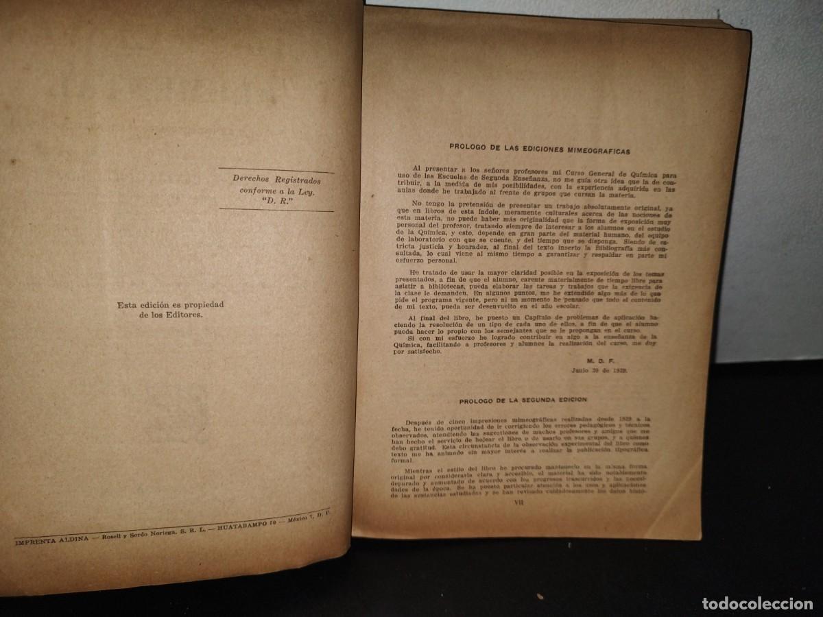 Libros de segunda mano de ciencias: 79- QU&Iacute;MICA GENERAL ELEMENTAL - MANUEL DELF&Iacute;N FIGUEROA - 1954 - Foto 4