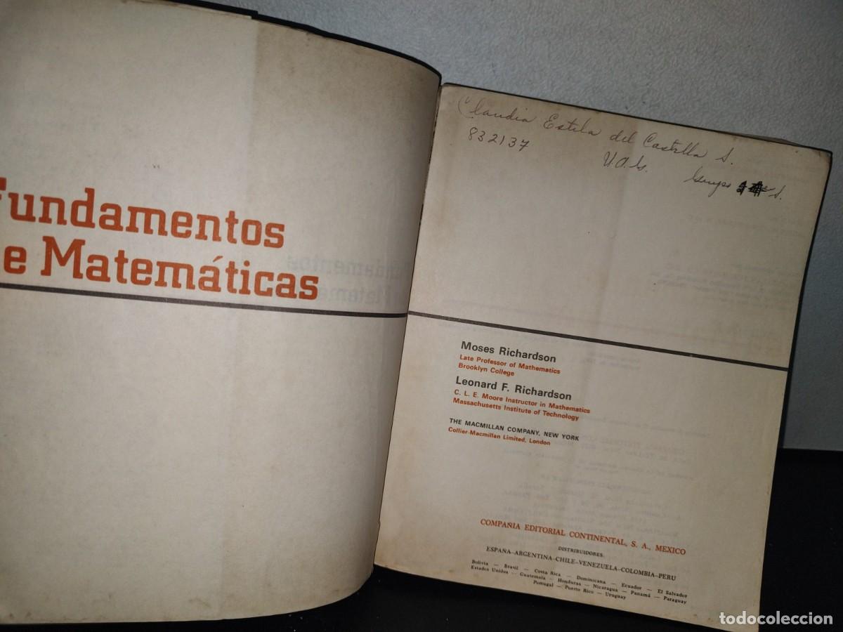 Libros de segunda mano de ciencias: 79- FUNDAMENTOS DE MATEM&Aacute;TICAS - MOSES RICHARDSON - Foto 5