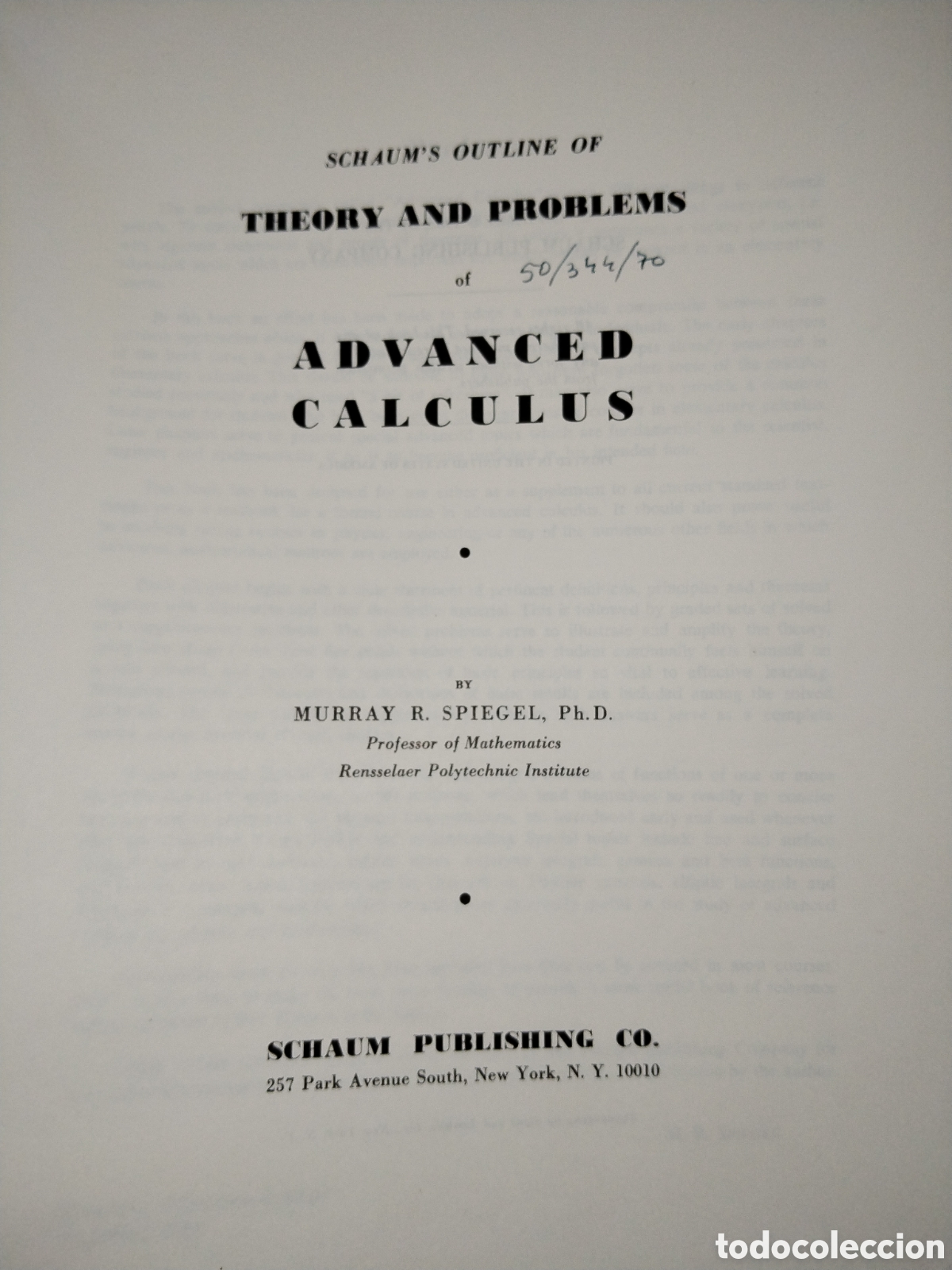 Libros de segunda mano de ciencias: Theory and problems of Advanced Calculus. En ingl&eacute;s. Spiegel - Foto 2