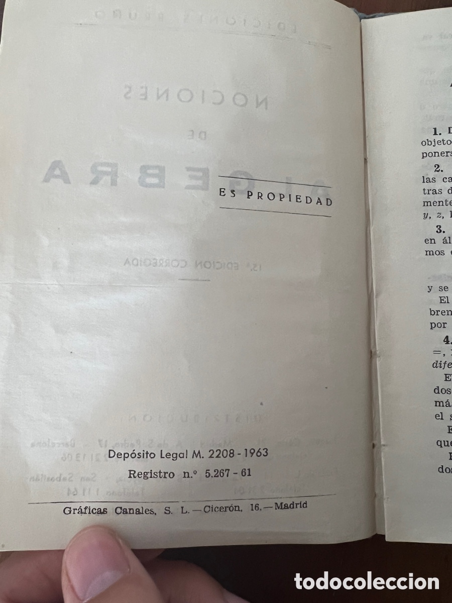 Libros de segunda mano de ciencias: Nociones de &aacute;lgebra Bru&ntilde;o 1963 - Foto 3