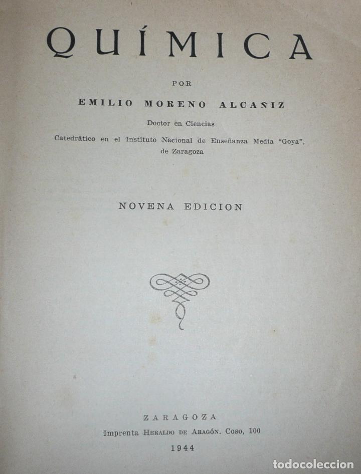 Libros de segunda mano de ciencias: Elementos de Qu&iacute;mica - Emilio Moreno Alca&ntilde;iz (1944) - Foto 2