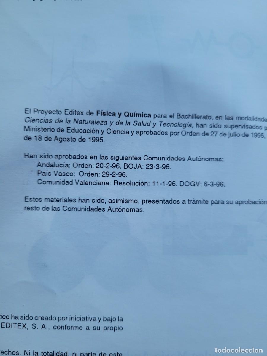 Libros de segunda mano de ciencias: F&iacute;sica y Qu&iacute;mica 1&ordm; Bachillerato. Editex - Foto 3