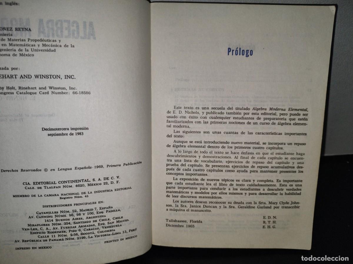 Libros de segunda mano de ciencias: 90- &Aacute;LGEBRA MODERNA - EUGENE NICHOLS, RALPH T. HEIMER - Foto 6