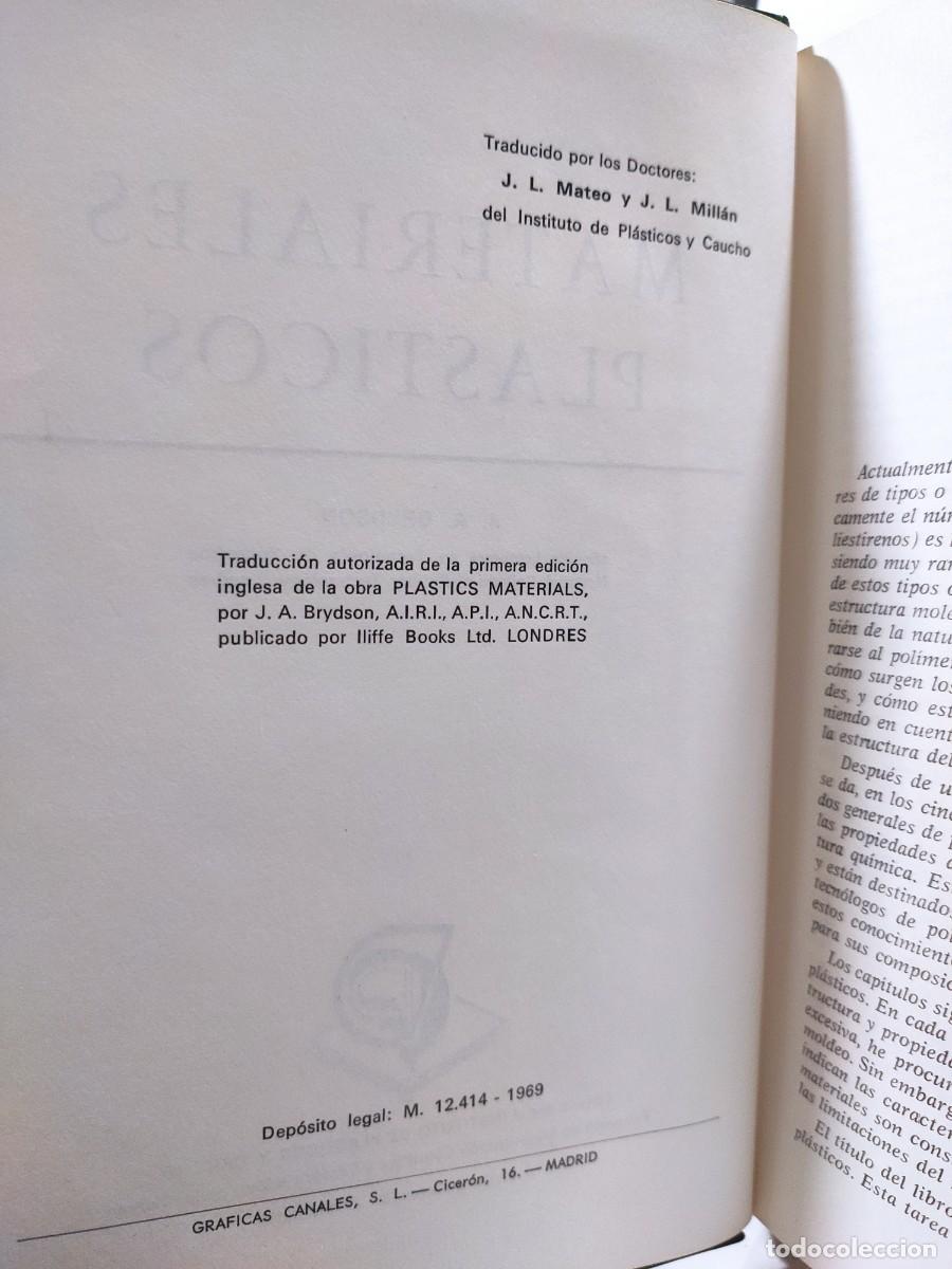 Libros de segunda mano de ciencias: MATERIALES PL&Aacute;STICOS - J. A. BRYDSON - Foto 7
