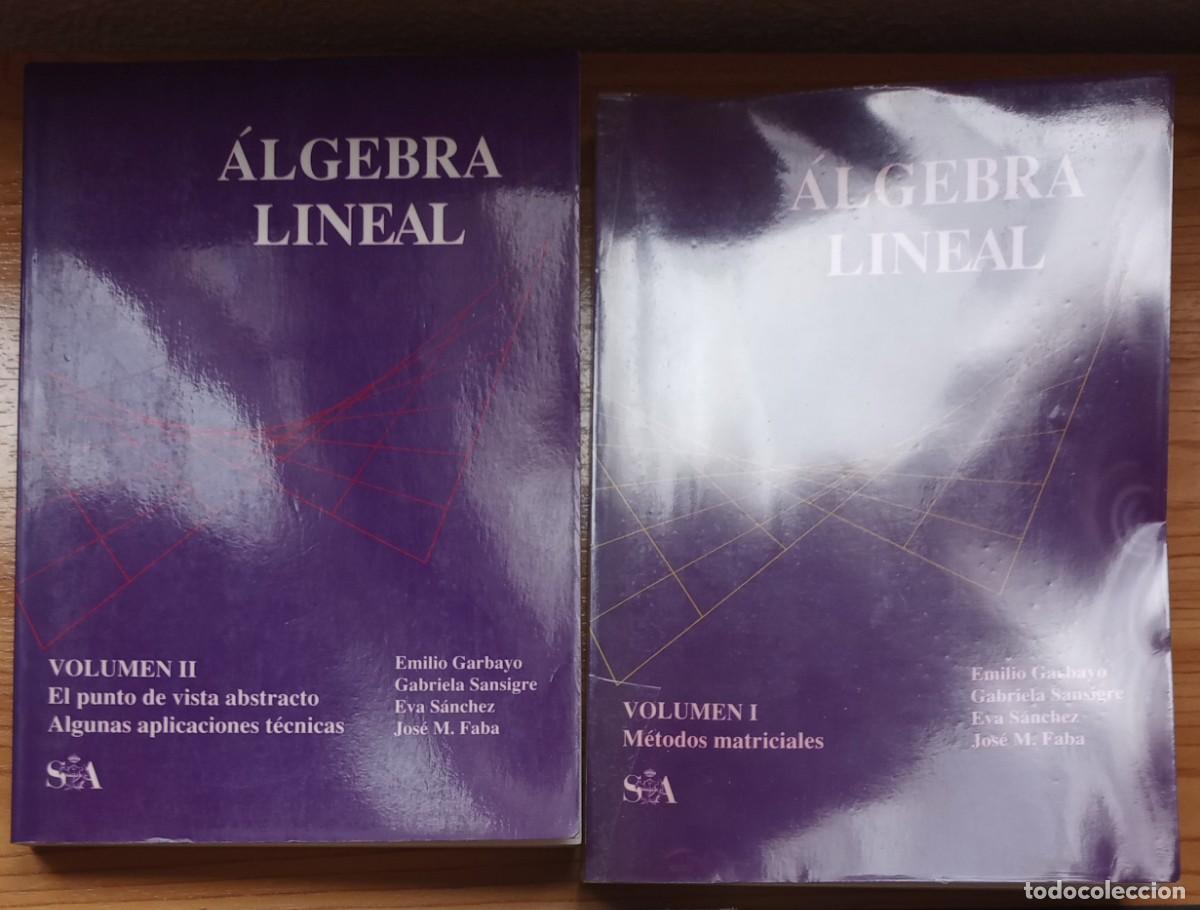 Libros de segunda mano de ciencias: &Aacute;LGEBRA LINEAL. VOLUMEN 1 Y 2. EMILIO GARBAYO - Foto 1