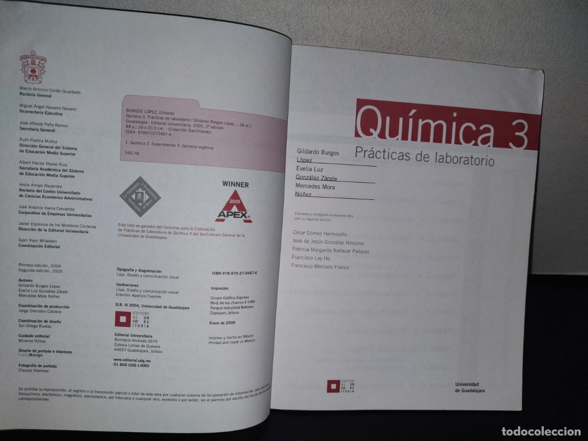 Libros de segunda mano de ciencias: 81- QU&Iacute;MICA 3. PR&Aacute;CTICAS DE LABORATORIO - GILDARDO BURGOS - Foto 4