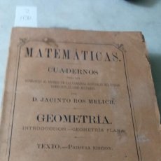 Libros de segunda mano de Ciencias: MATEMÁTICAS CUADERNOS DE GEOMETRÍA ( ROS MELICH) 1882 ) Z 1530
