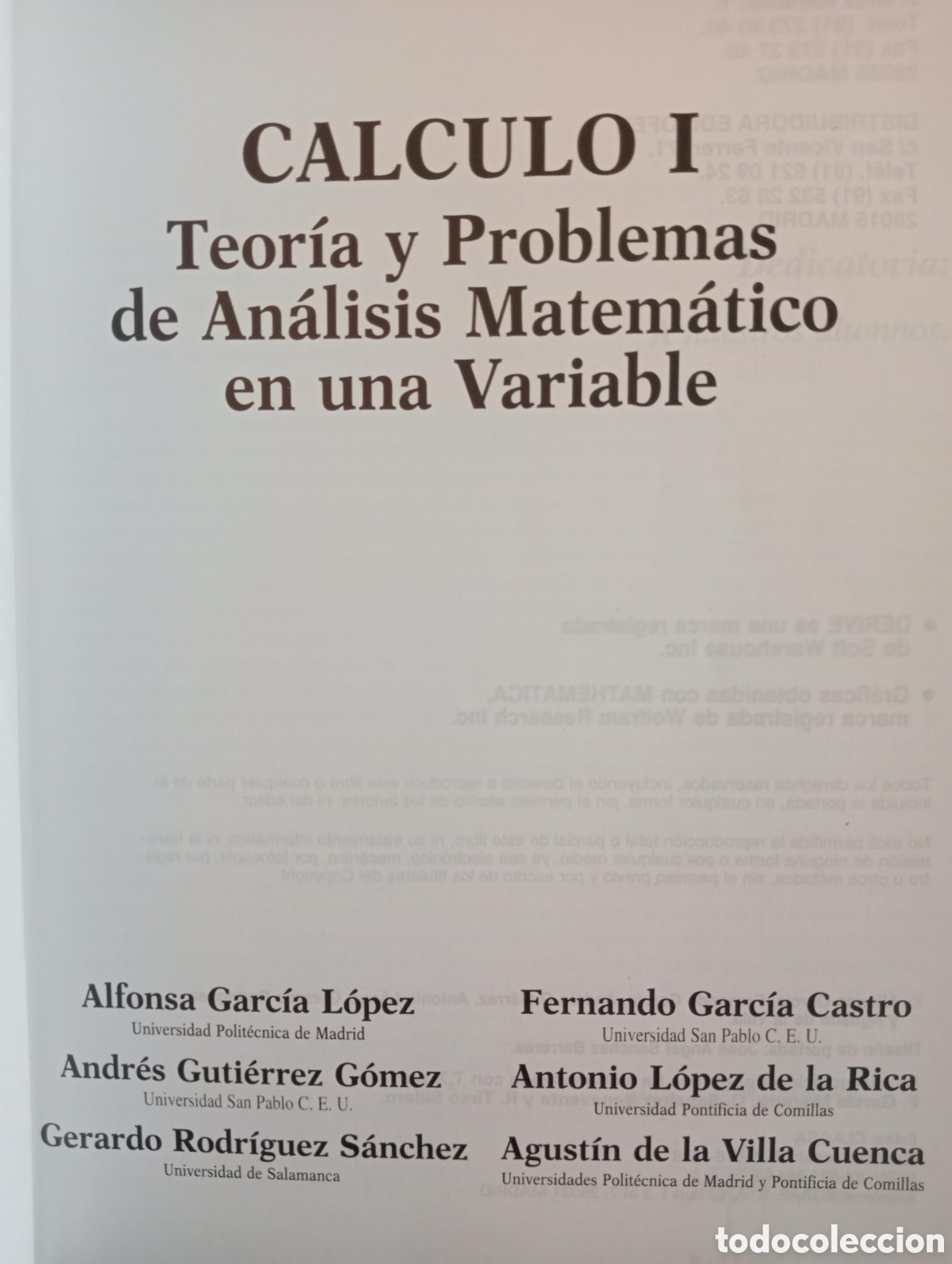 Libros de segunda mano de ciencias: C&aacute;lculo I. Teor&iacute;a y problemas de an&aacute;lisis matem&aacute;tico en una variable - Foto 2