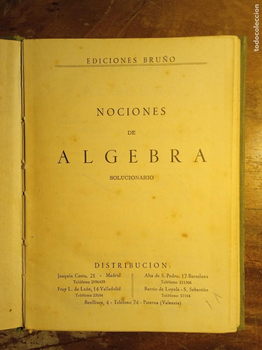 Libros de segunda mano de ciencias: Nociones de &aacute;lgebra Bru&ntilde;o 1962 - Foto 2