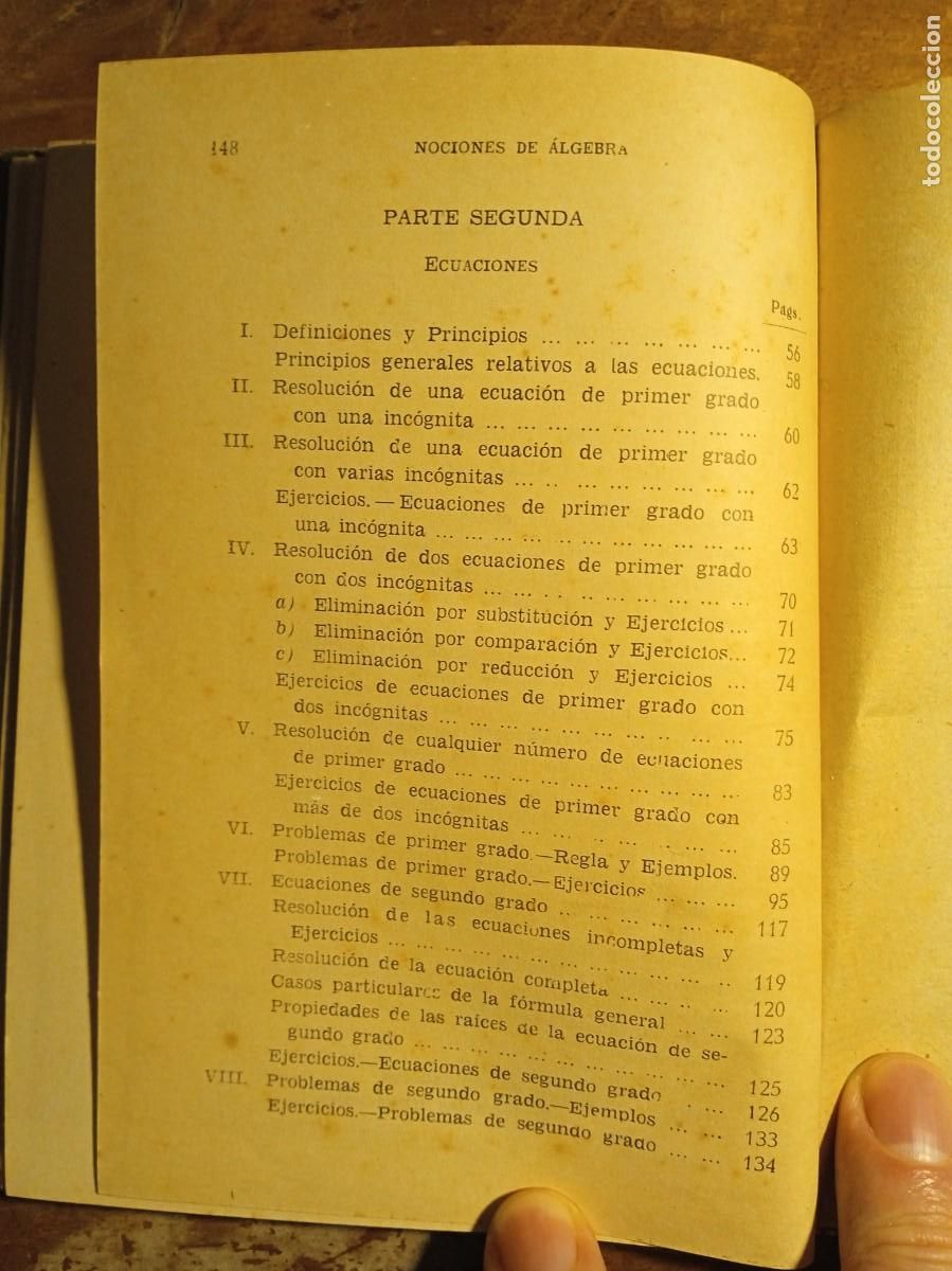 Libros de segunda mano de ciencias: Nociones de &aacute;lgebra Bru&ntilde;o 1962 - Foto 8