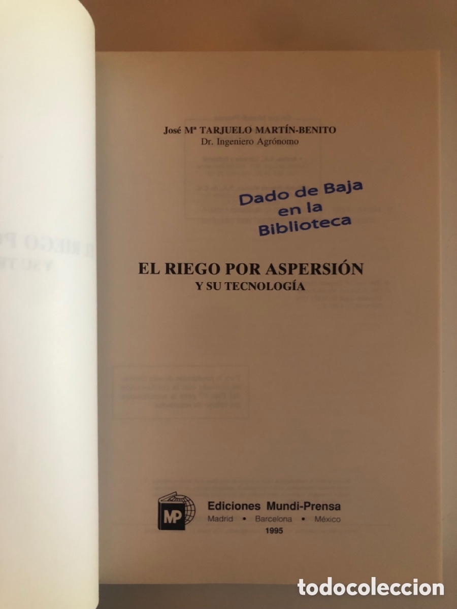 Libros de segunda mano: EL RIEGO POR ASPERSI&Oacute;N Y SU TECNOLOG&Iacute;A. - Foto 2