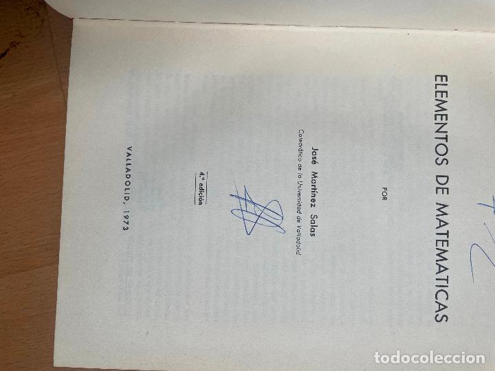 Libros de segunda mano de ciencias: ELEMENTOS DE MATEMATICAS, Jose Martinez Salas - Foto 2