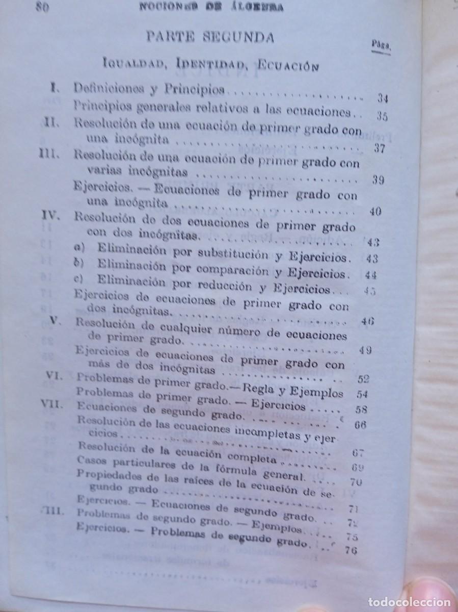 Libros de segunda mano de ciencias: Nociones &aacute;lgebra Bru&ntilde;o 1957 - Foto 5