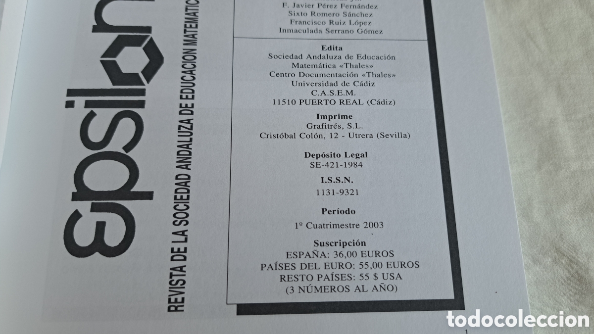 Libros de segunda mano de ciencias: Revista EPSILON n&deg; 55. - Foto 2