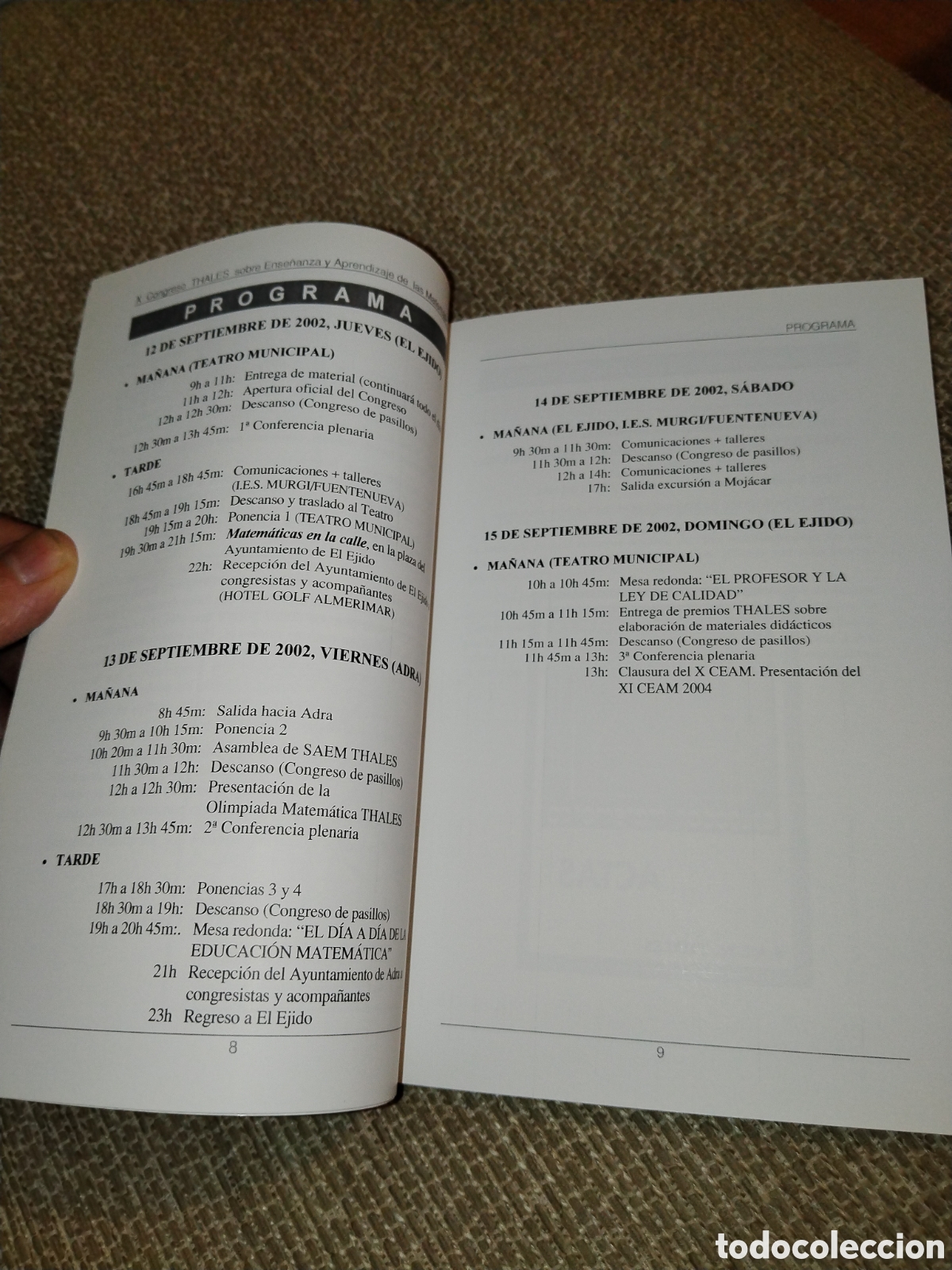 Libros de segunda mano de ciencias: Programa del X Congreso tales sobre ense&ntilde;anza y aprendizaje de las matem&aacute;ticas. Adra 2002 - Foto 3