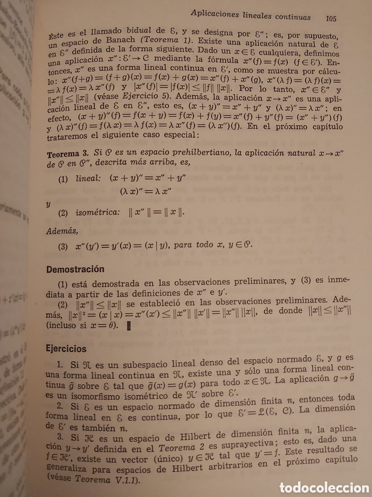 Libros de segunda mano de ciencias: INTRODUCCI&Oacute;N AL ESPACIO DE HILBERT $ S.K. BERBERIAN $ ED. TEIDE $ 1961 - Foto 5
