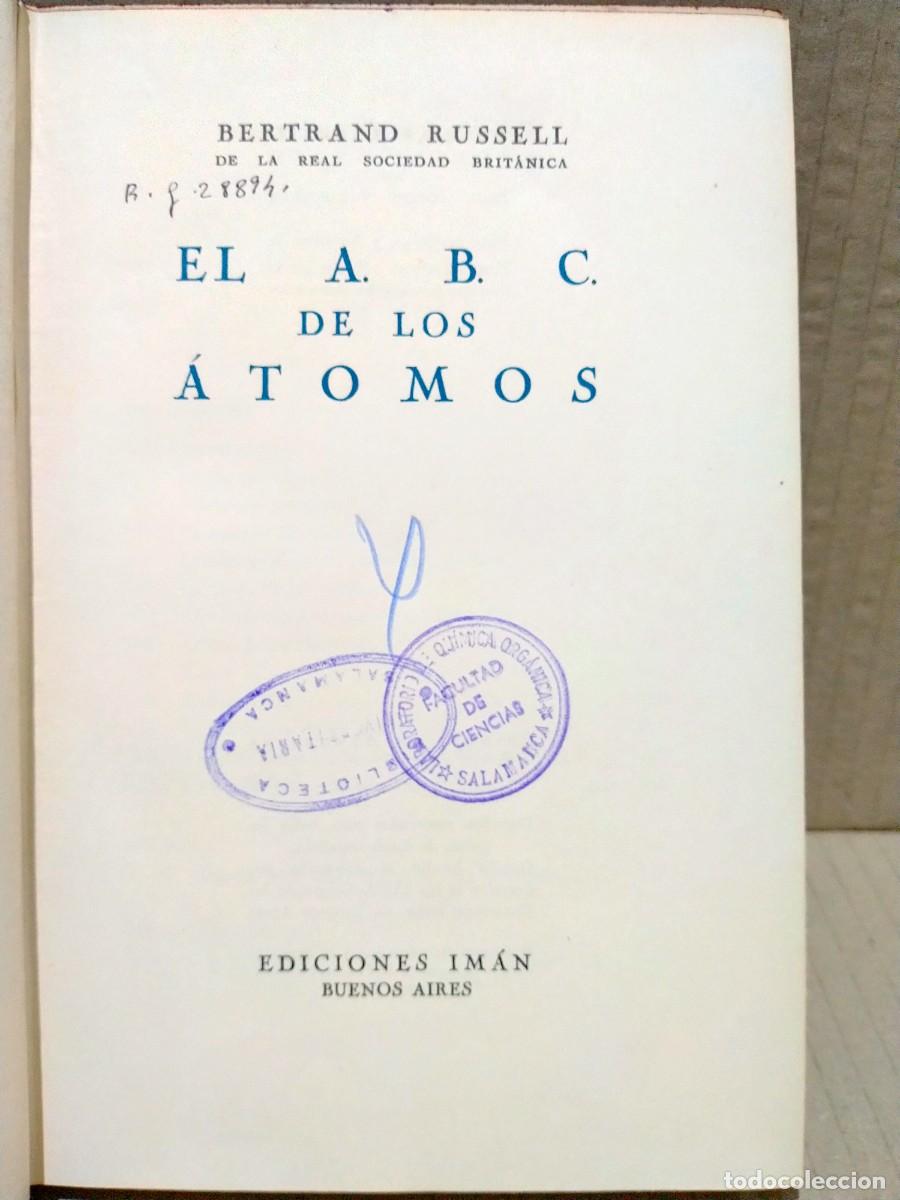 Libros de segunda mano de ciencias: BERTRAND RUSSELL. EL ABC DE LOS &Aacute;TOMOS .EDICIONES IM&Aacute;N - Foto 1