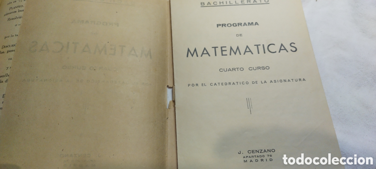 Libros de segunda mano de ciencias: Matem&aacute;ticas cuarto curso plan 1938. Julio cenzano. &Aacute;lgebra y geometr&iacute;a lote con el programa - Foto 4