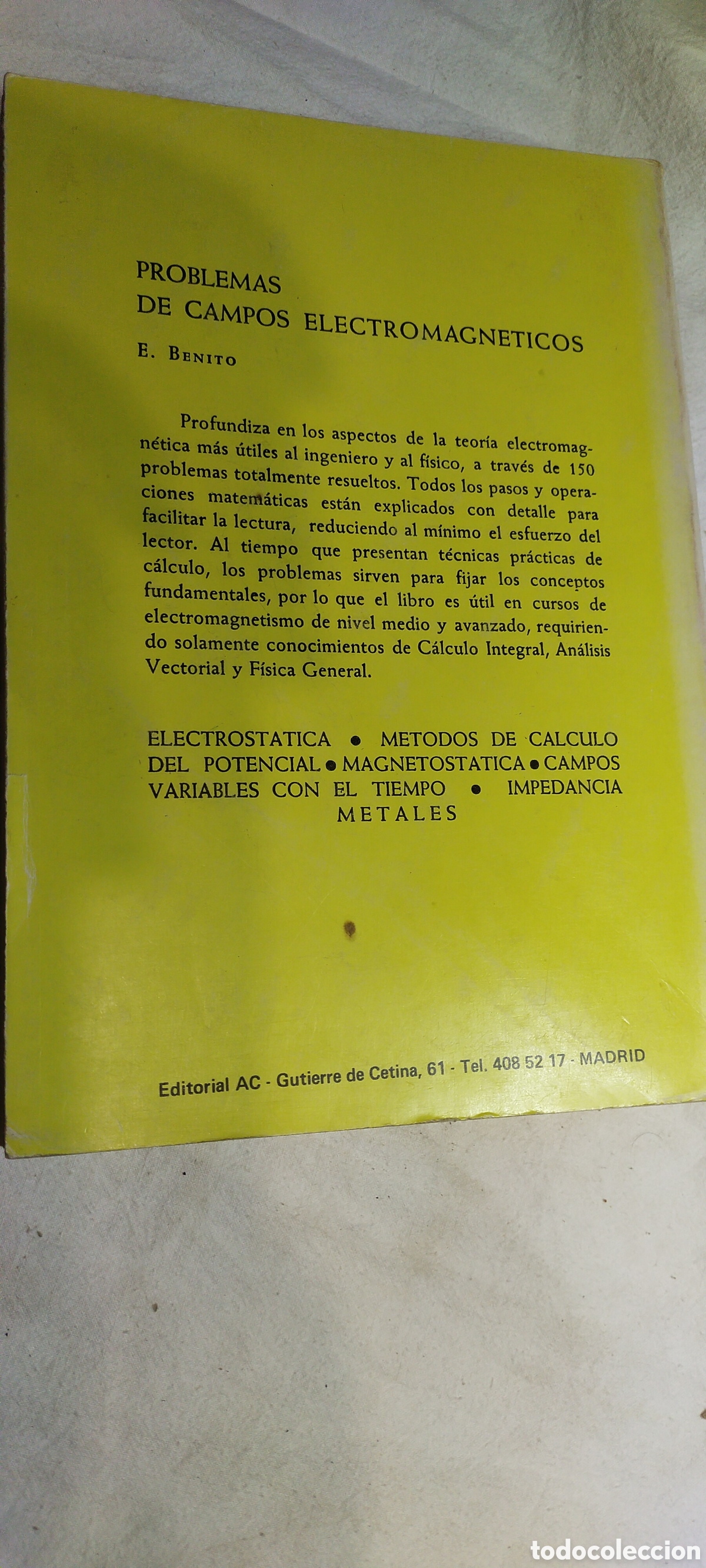 Libros de segunda mano de ciencias: Problemas de campos electromagn&eacute;ticos. Benito. Matem&aacute;ticas - Foto 3