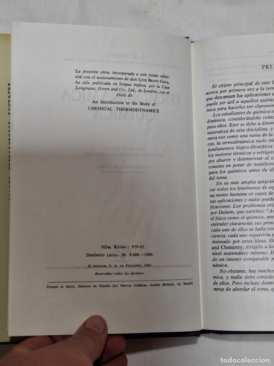 Libros de segunda mano de ciencias: Termodin&aacute;mica qu&iacute;mica . Everett . Aguilar - Foto 13