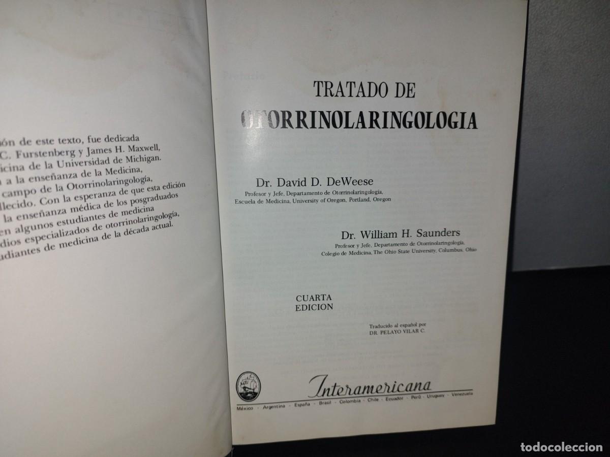 Libros de segunda mano de ciencias: 129- TRATADO DE OTORRINOLARINGOLOG&Iacute;A - DR. DAVID D. DEWEESE - Foto 4