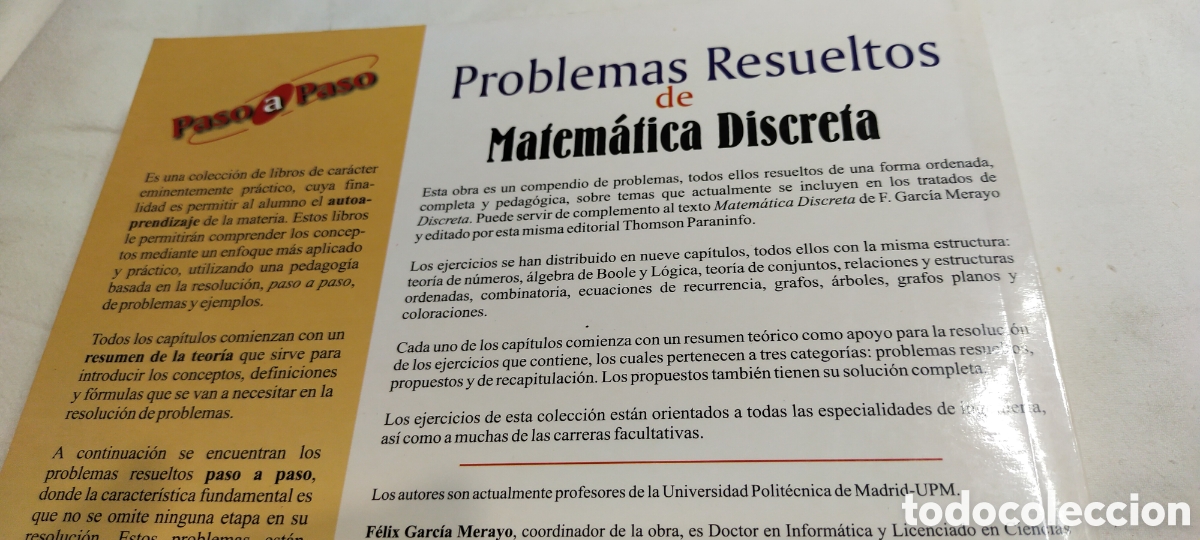 Libros de segunda mano de ciencias: Problemas resueltos de matem&aacute;tica discreta paso a paso. Matem&aacute;ticas. Thomson - Foto 3