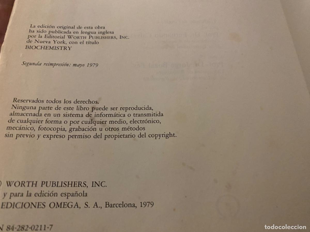 Libros de segunda mano de ciencias: BIOQU&Iacute;MICA - LEHNINGER - LAS BASES MOLECULARES DE LA ESTRUCTURA Y FUNCI&Oacute;N CELULAR - OMEGA - Foto 5