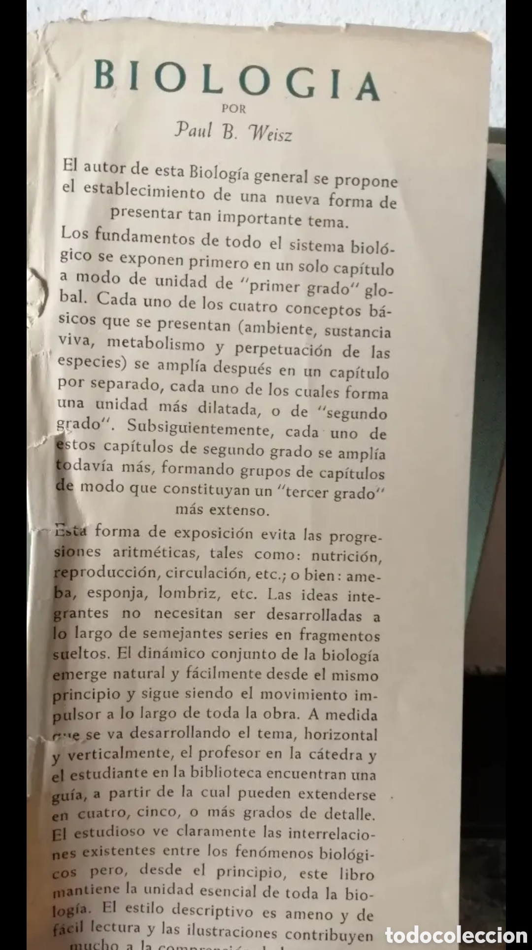 Libros de segunda mano: Biolog&iacute;a. Paul B. Weitz. Ediciones Omega - Foto 2