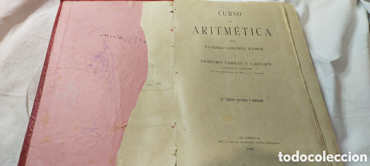 Libros de segunda mano de ciencias: Curso de aritm&eacute;tica. Salamanca 1906 - Foto 5