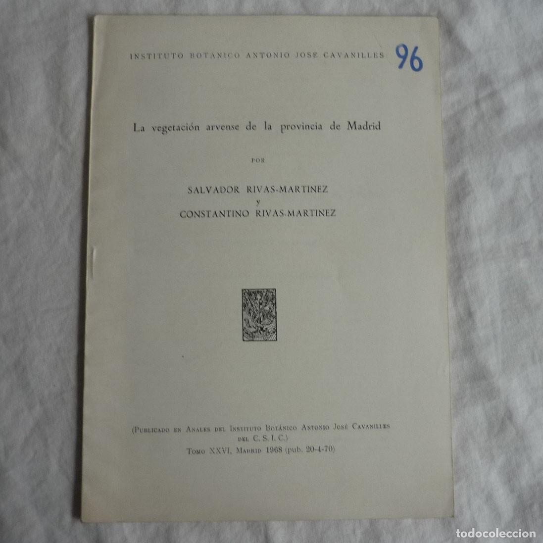 Gebrauchte B&uuml;cher: La vegetaci&oacute;n arvense dela Provincia de Madrid, S. Rivas-Martinez, C. Rivas-Martinez, 1968, 23 p&aacute;g.