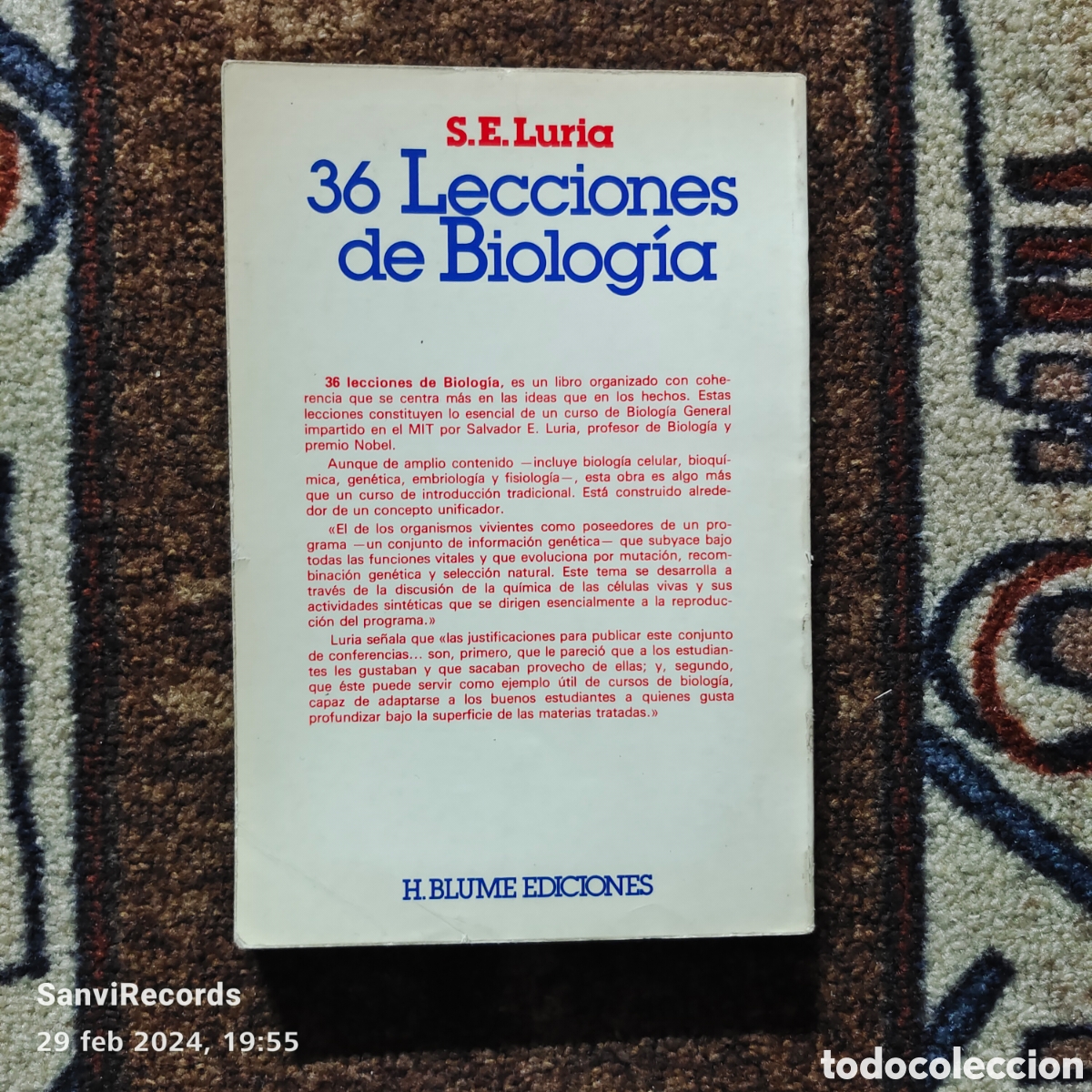 Libros de segunda mano: 36 LECCIONES DE BIOLOG&Iacute;A (S.E. LURIA) - Foto 2