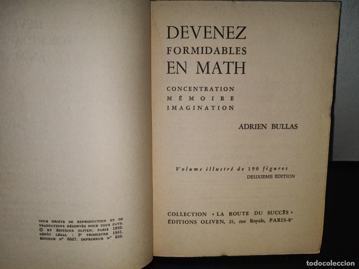 Libros de segunda mano de ciencias: 95- DEVENEZ FORMIDABLES EN MATH - ADRIEN BULLAS - 1961 - Foto 4