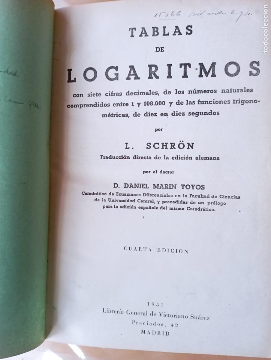 Libros de segunda mano de ciencias: TABLAS DE LOGARITMOS. L. SCHRON. - Foto 2