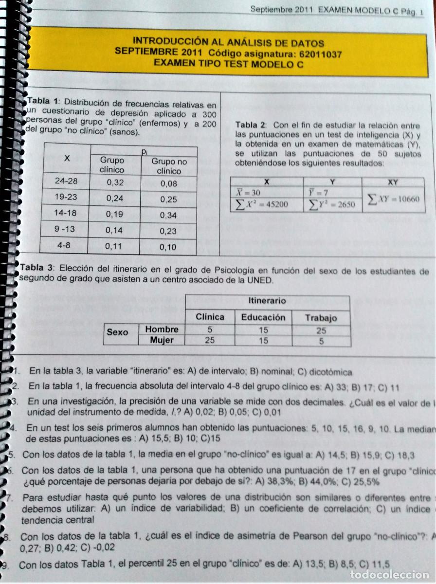 Libros de segunda mano de ciencias: UNED - INTRODUCCION AL ANALISIS DE DATOS - FORMULARIO Y EX&Aacute;MENES RESUELTOS - Foto 5