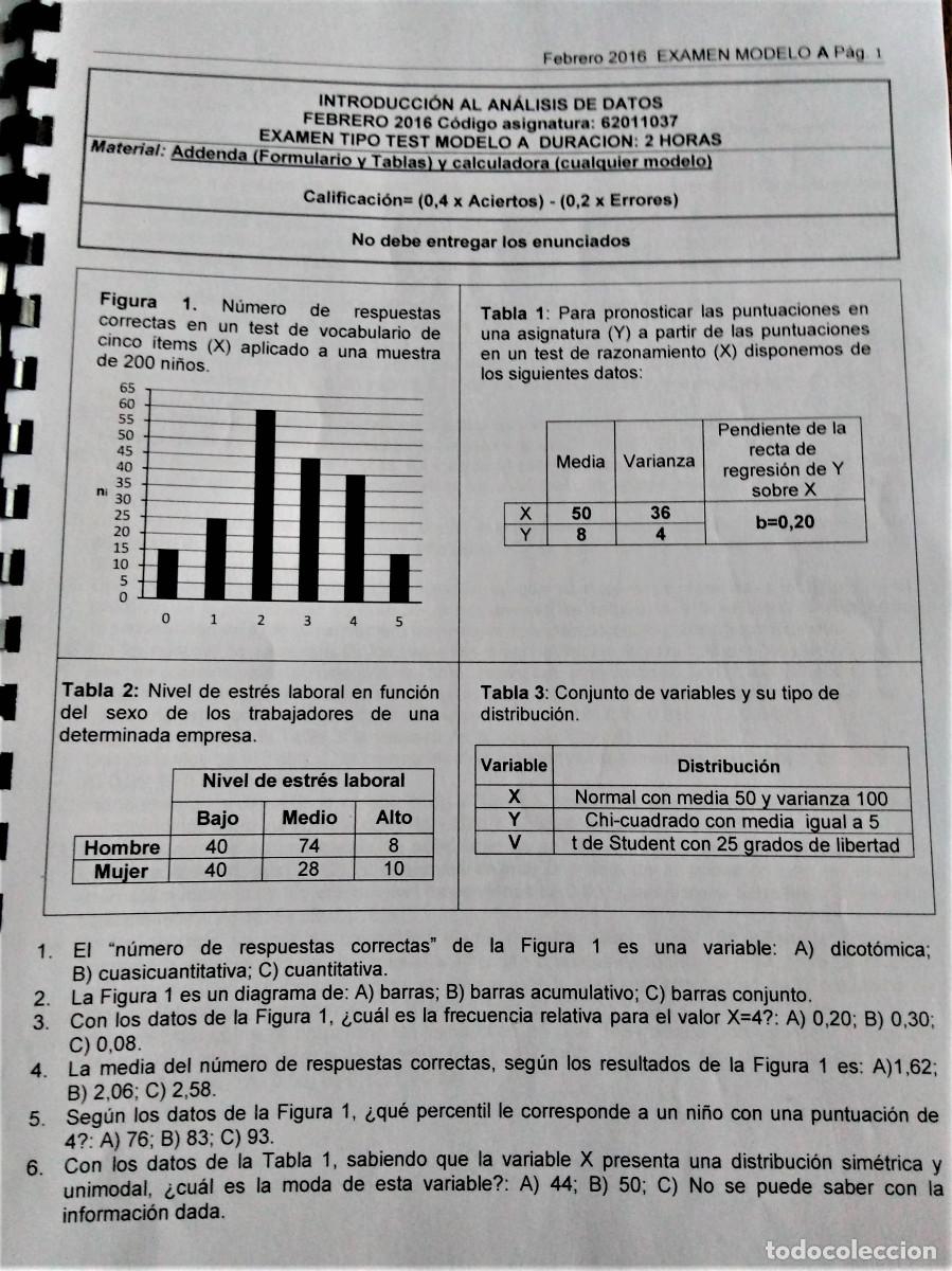 Libros de segunda mano de ciencias: UNED - INTRODUCCION AL ANALISIS DE DATOS - FORMULARIO Y EX&Aacute;MENES RESUELTOS - Foto 7