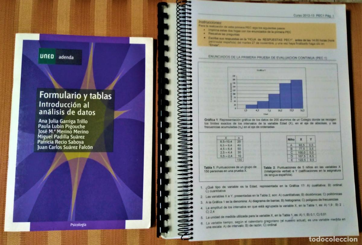 Libros de segunda mano de ciencias: UNED - INTRODUCCION AL ANALISIS DE DATOS - FORMULARIO Y EX&Aacute;MENES RESUELTOS - Foto 1