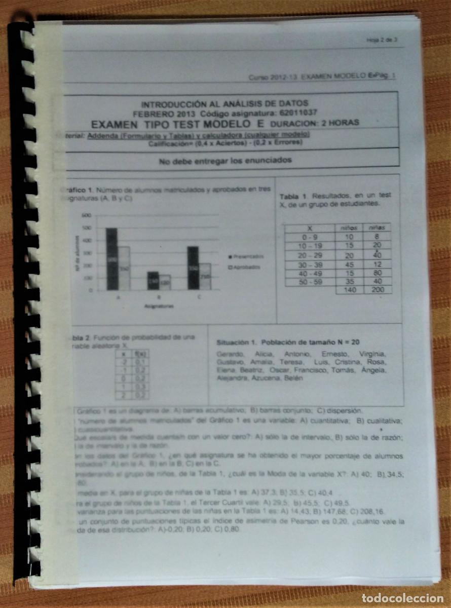 Libros de segunda mano de ciencias: UNED - INTRODUCCION AL ANALISIS DE DATOS - FORMULARIO Y EX&Aacute;MENES RESUELTOS - Foto 4