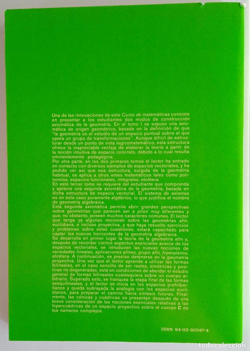 Libros de segunda mano de ciencias: COMPLEMENTOS DE GEOMETR&Iacute;A ALGEBRAICA. A. DONEDDU - Foto 7