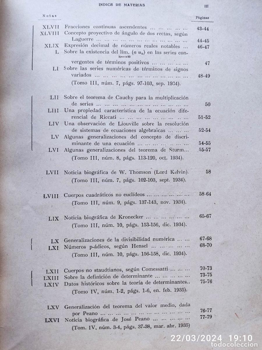 Libros de segunda mano de ciencias: MISCEL&Aacute;NEA MATEM&Aacute;TICA. J. BARINAGA. A&Ntilde;O 1937. - Foto 5