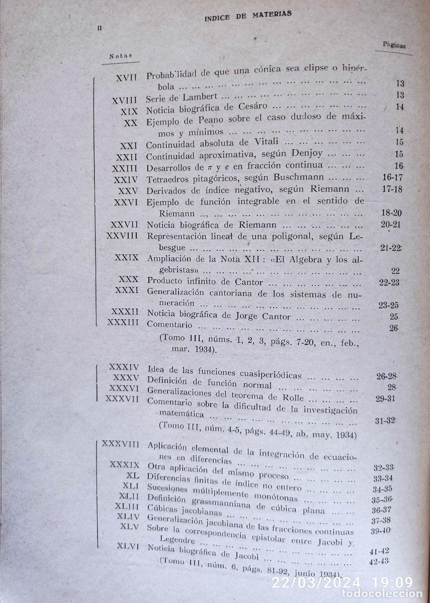Libros de segunda mano de ciencias: MISCEL&Aacute;NEA MATEM&Aacute;TICA. J. BARINAGA. A&Ntilde;O 1937. - Foto 4