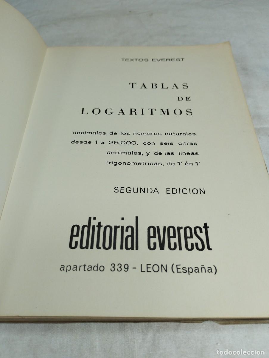 Libros de segunda mano de ciencias: Tablas de logaritmos Everest. Textos Everest, 1964 - Foto 2