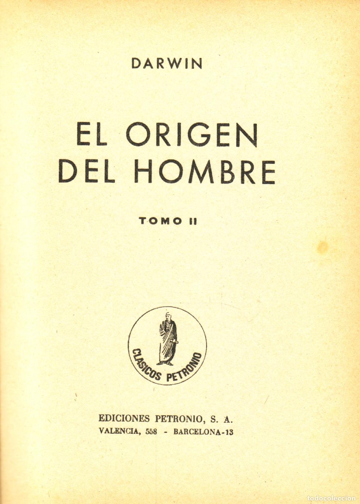 Libros de segunda mano: El origen del hombre (tomo II) - Darwin, Charles - Foto 1