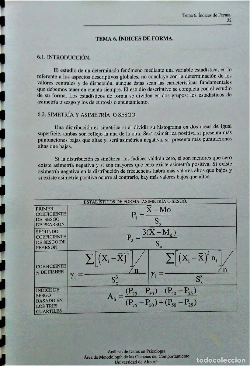 Libros de segunda mano de ciencias: AN&Aacute;LISIS DE DATOS EN PSICOLOG&Iacute;A - UAL - Foto 6
