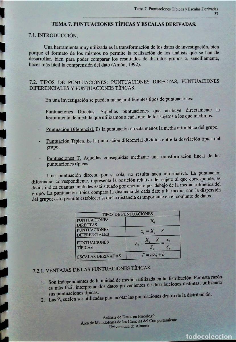 Libros de segunda mano de ciencias: AN&Aacute;LISIS DE DATOS EN PSICOLOG&Iacute;A - UAL - Foto 7