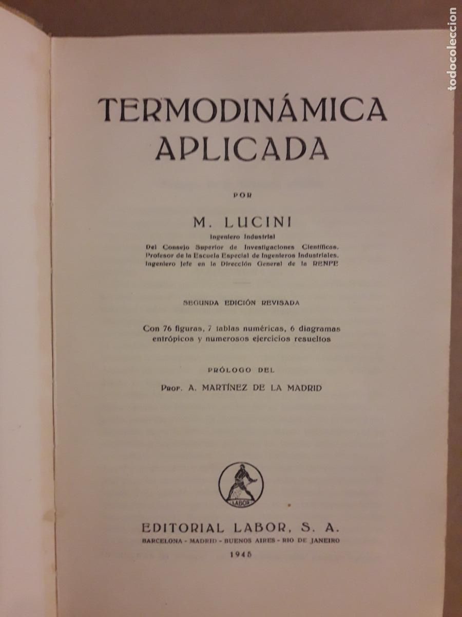 Libros de segunda mano de ciencias: Termodin&aacute;mica aplicada. M. Lucini - Foto 2